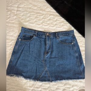 Old Navy Dark Blue Denim Mini Skirt with Raw Hem